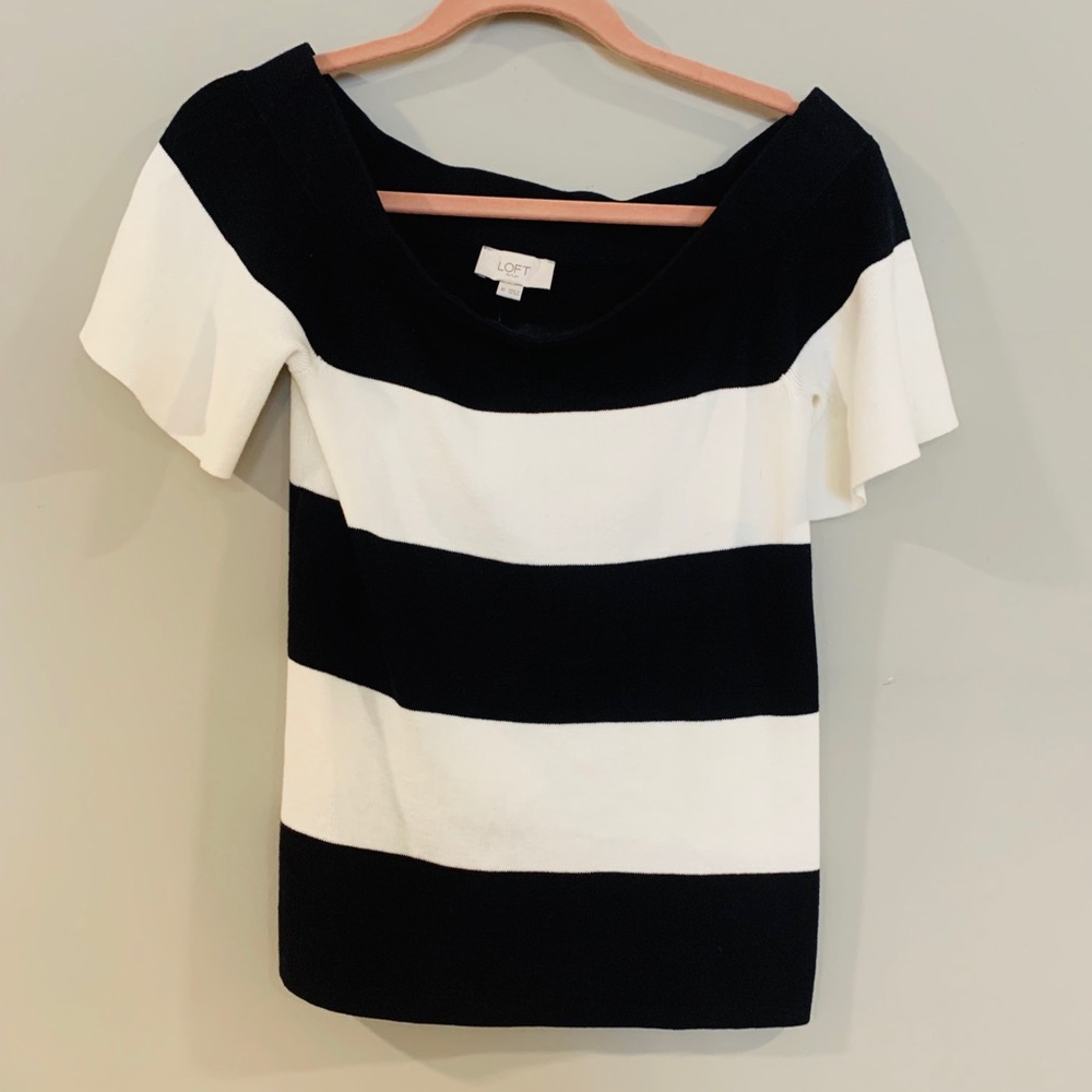 LOFT Outlet Sweater Off The Shoulder Strip Top